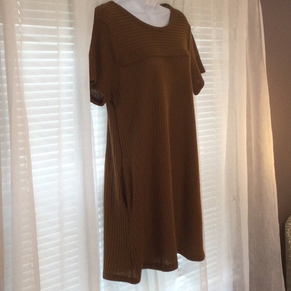 Remixmess Waffle Knit Mini Dress Short Sleeve Size S - Picture 2 of 9